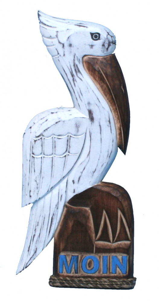 Pelikan Wandbild aus Holz ca. 40cm