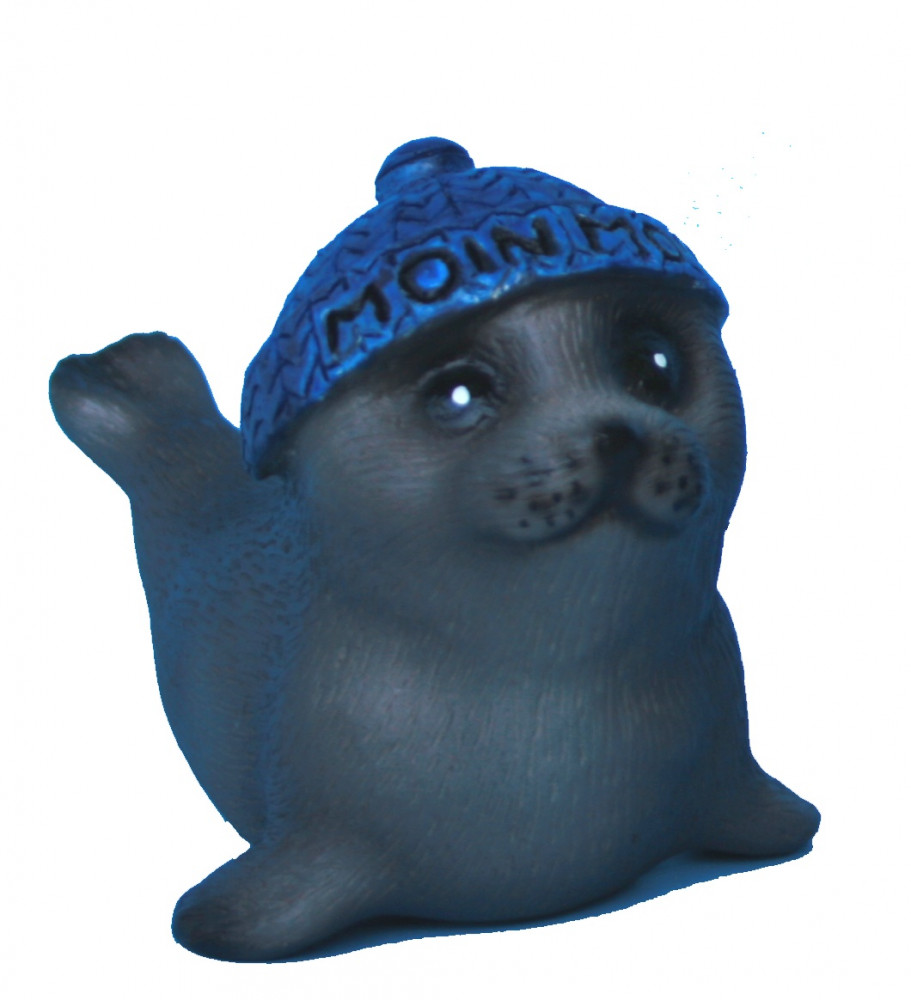 Seehund mit Mütze Moin aus Poly 12 cm
