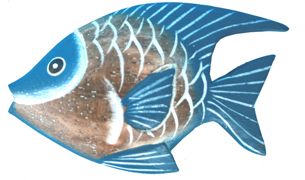 Magnet Fisch Holz 10cm - blau und natur