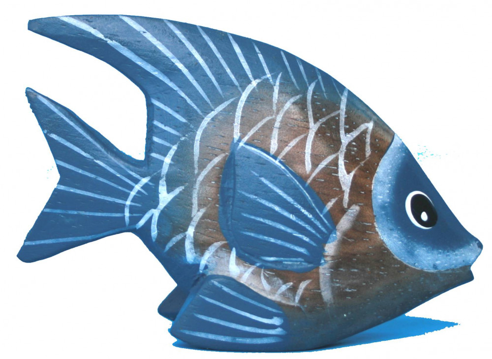 Fisch Holz 12cm - blau und natur
