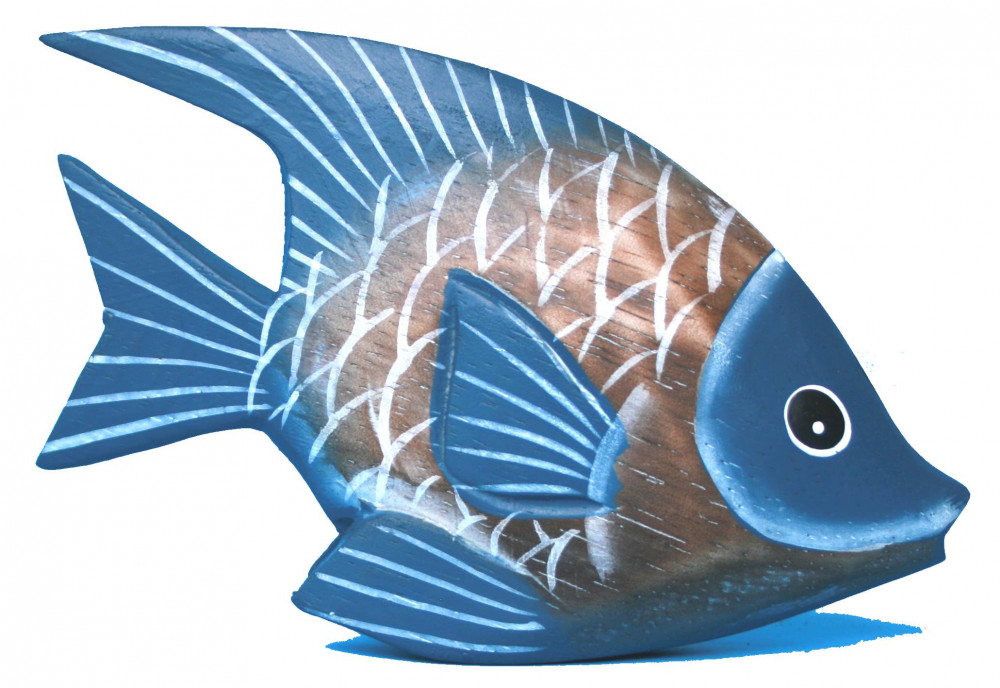 Fisch Holz 15cm - blau und natur