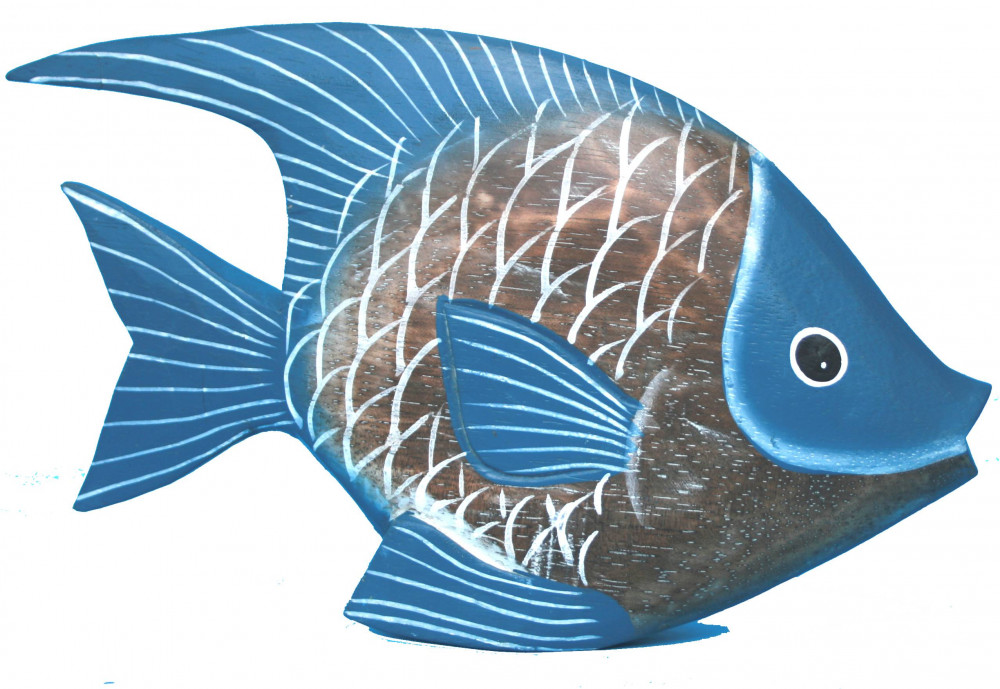 Fisch Holz 30cm - blau und natur