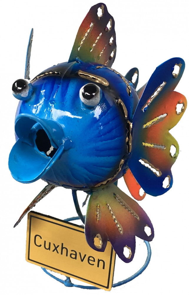 Kugel Fisch mit Ortsschild Moin Metall ca. 14 cm