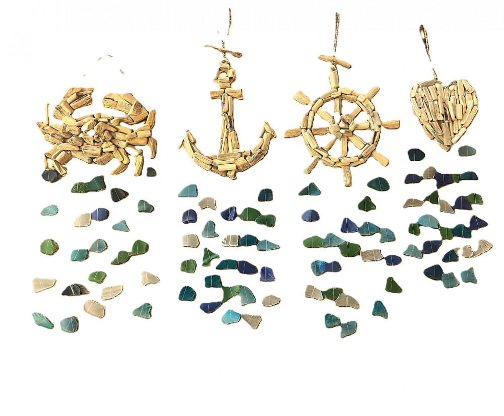 Hänger Maritim aus Holz und Glas ca. 50 cm