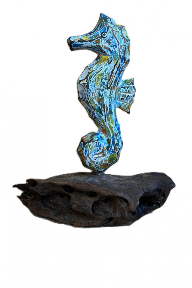 Seepferd aus Holz auf Treibholz ca. 15 cm