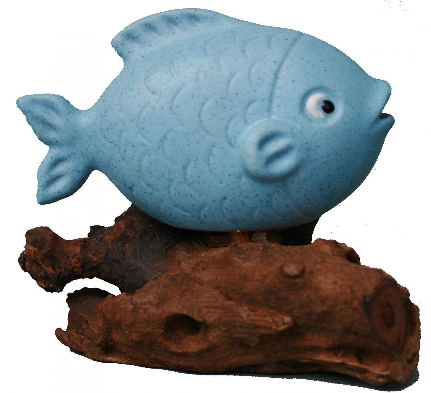 Fisch Keramik (16cm) auf Wurzelholz ca. 16cm