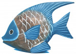 Fisch Holz 25cm - blau und natur